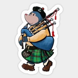 Bagpipe Playing Mole Of Kintyre Sticker